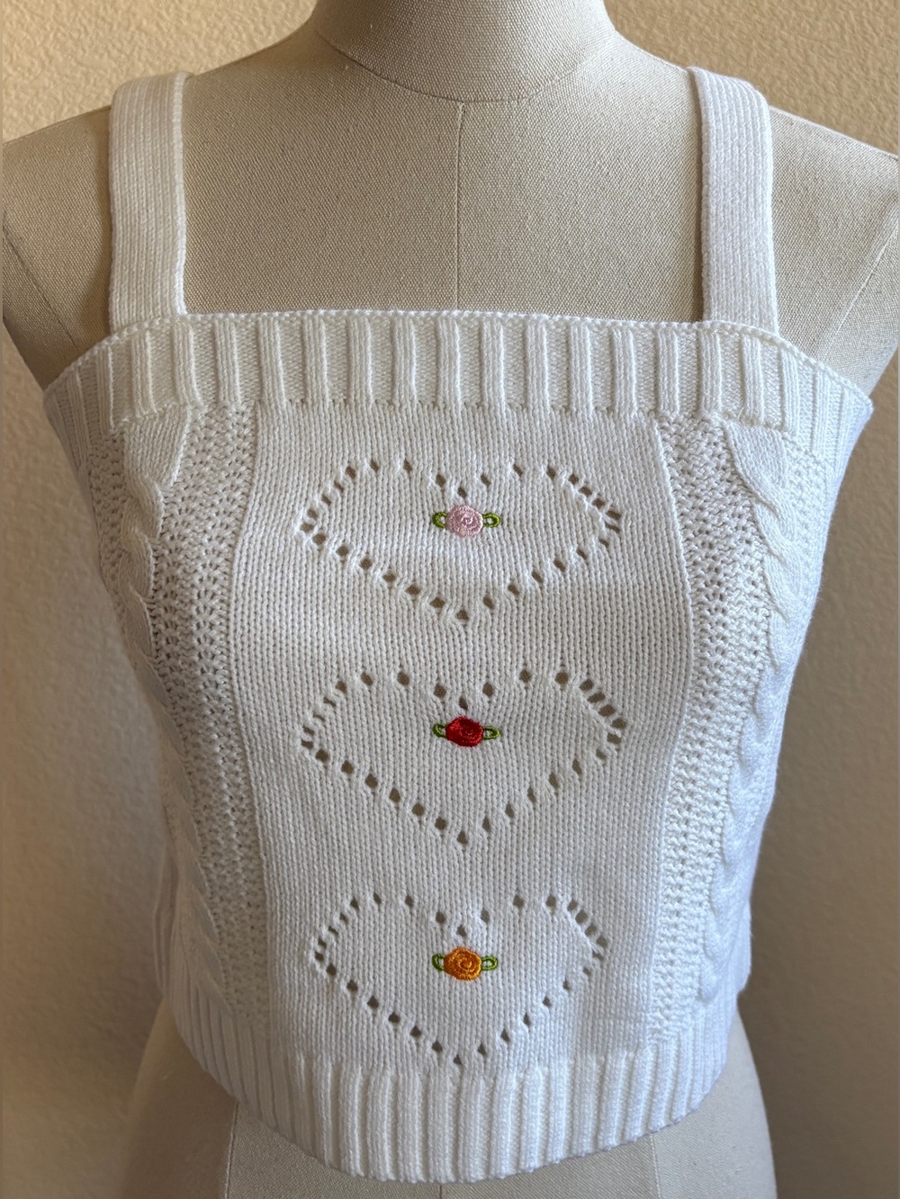 NEW w/Tags REVOLVE 525 America Cable Knit White Tank Crop Top Knitwear Sz Small